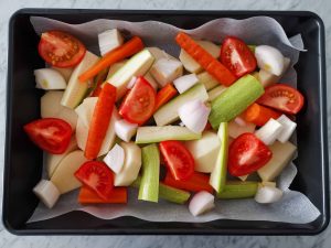 vegetables in oven