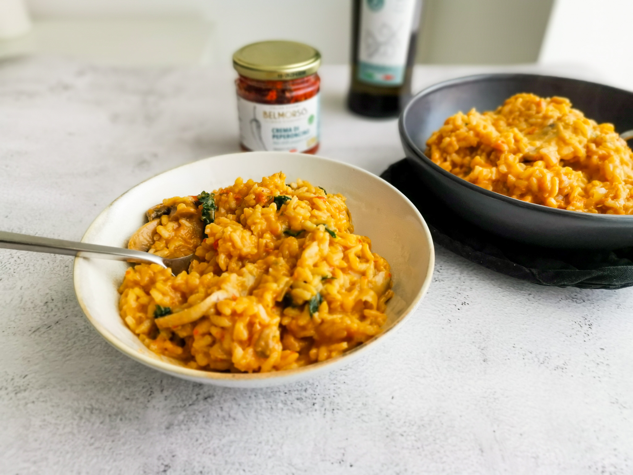 vegan mushroom risotto with chilli