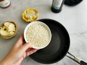 vegan mushroom risotto with chilli